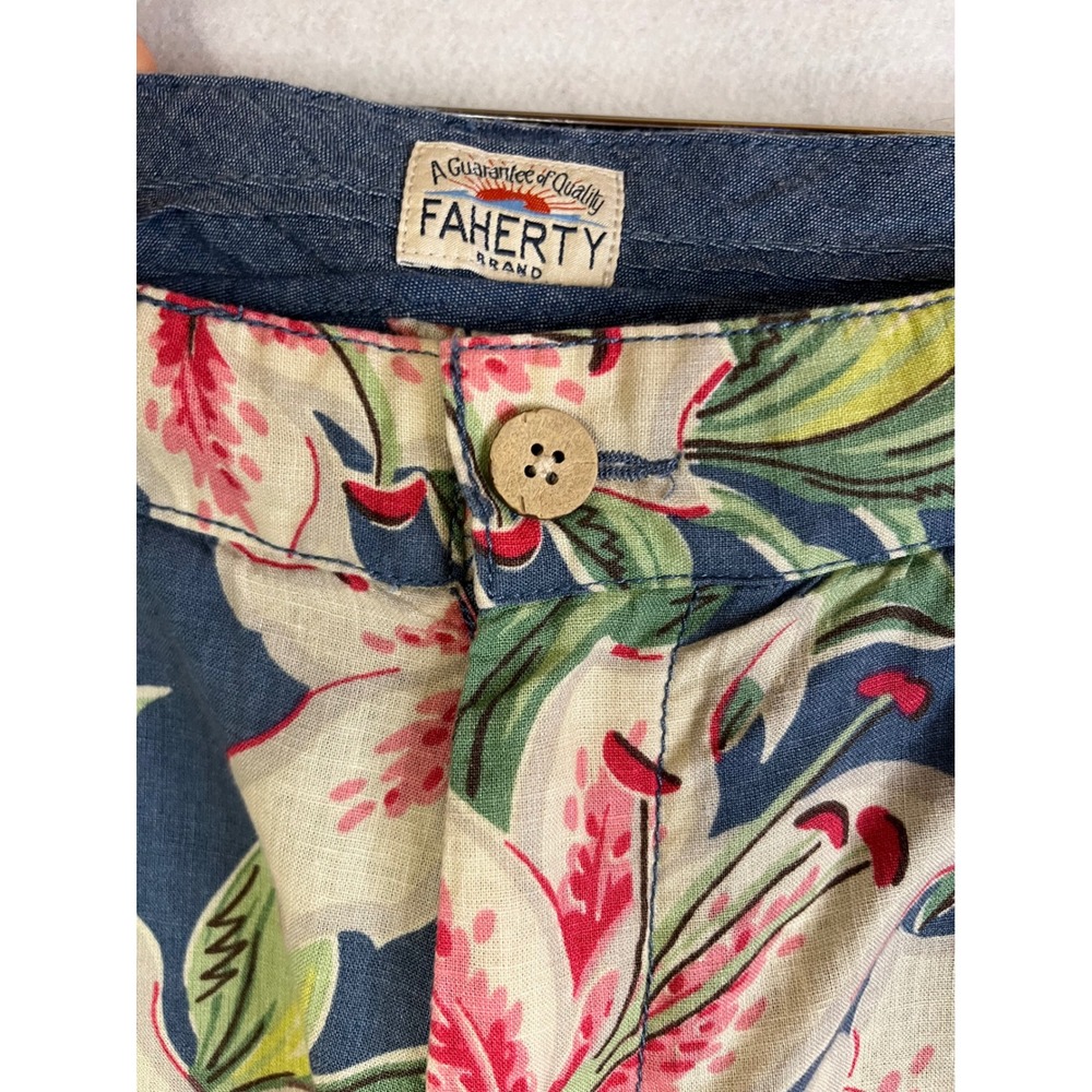 Faherty Men's Tropical Atoll Chino Shorts Linen Blend Shorts 9" Sz 33 - Picture 2 of 7